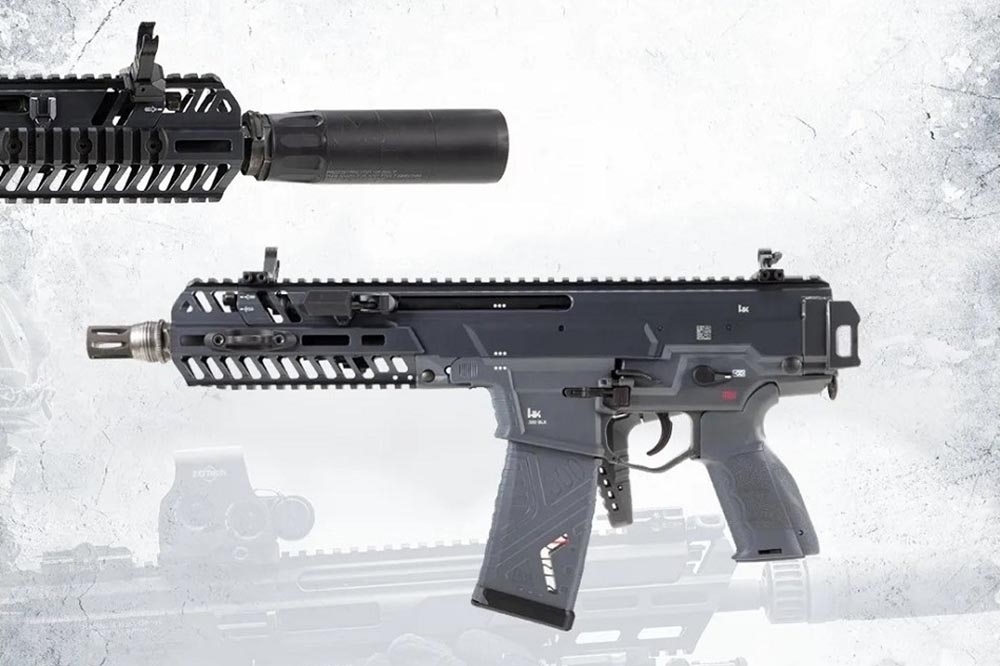 德軍特種部隊採用.300 BLK彈藥的HK437步槍，並與挪威A-TEC公司合作開發專用消音器。（取自A-TEC公司）