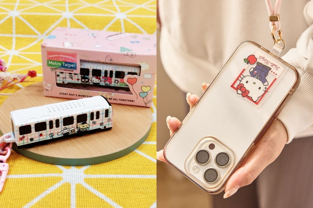 北捷 Hello Kitty 彩繪列車縮小變悠遊卡。（台北捷運公司提供）