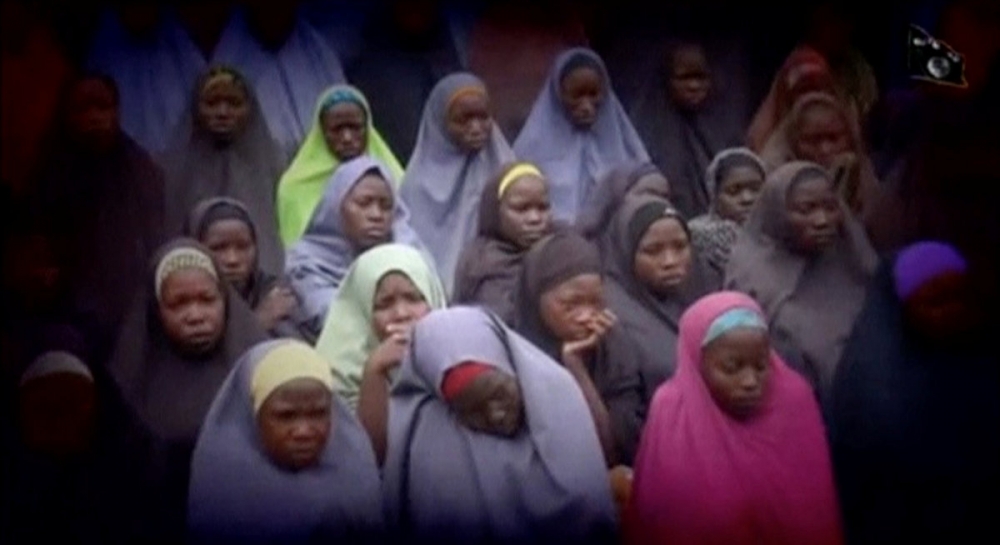 奈及利亞恐怖組織「博科哈蘭」14日公布影片。（湯森路透）