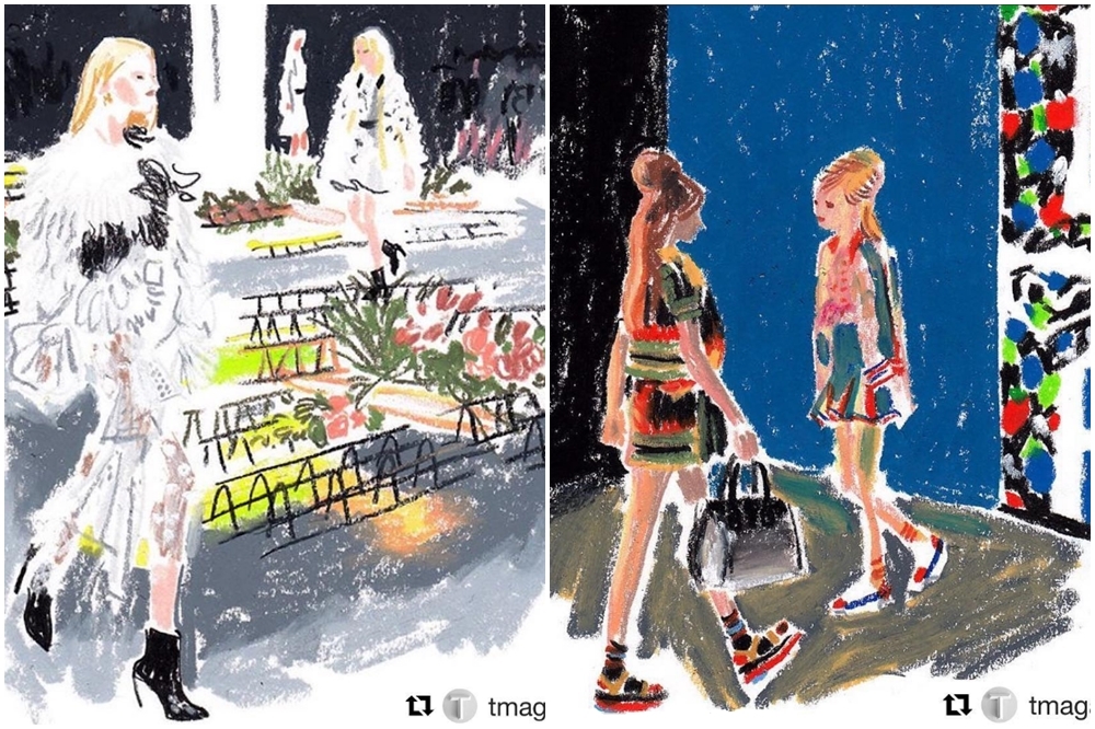 達米安．弗勞雷伯特．庫貝（Damien Florébert Cuypers）繪製的倫敦時裝週插圖（翻攝合成自庫貝Instagram）