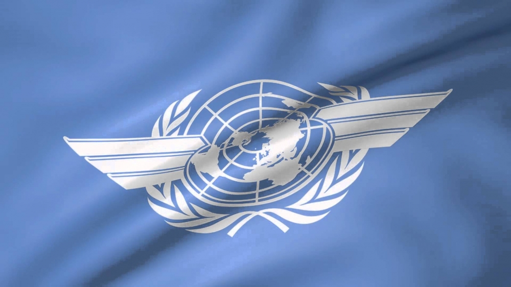 國際民航組織（ICAO）旗幟。（翻攝自Youtube）