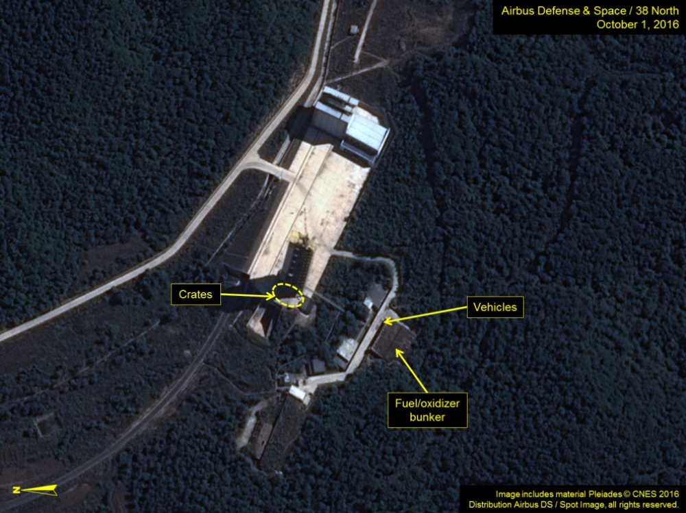 北緯三十八度（38North）網站8日披露的北韓西海衛星發射基地空照圖。  （翻攝自38North網站）