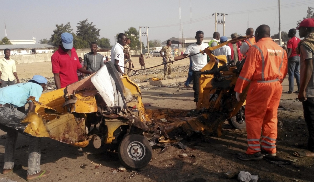 奈及利亞邁杜古里（Maiduguri）29日受到自殺炸彈攻擊。（美聯社）