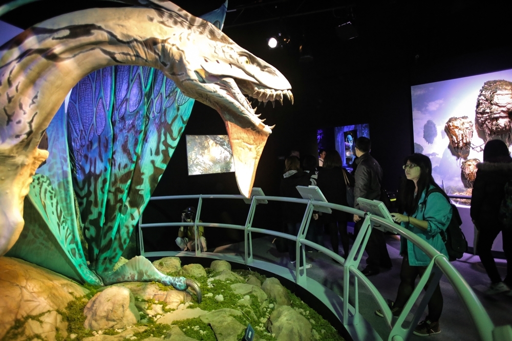 在「阿凡達：探索潘朵拉世界特展」裡，可以看到許多一比一打造的潘朵拉生物（攝影：陳品佑）