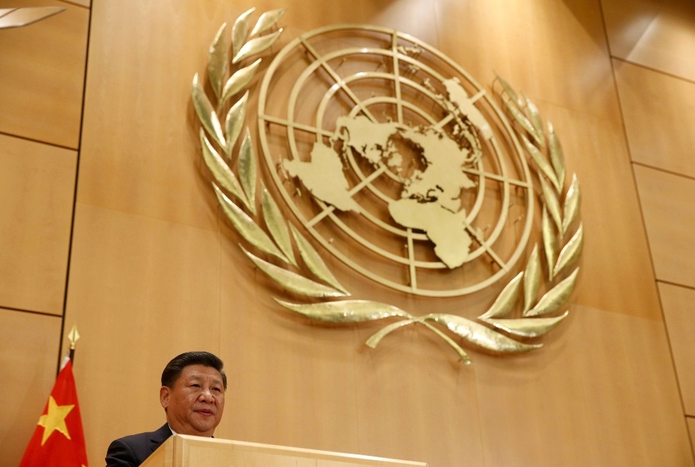 習近平出席聯合國在日內瓦的會議。（湯森路透）