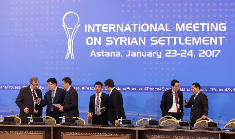 俄羅斯、伊朗與土耳其居間斡旋的敘利亞和平會談23日在哈薩克首都阿斯塔納（Astana）登場。 （美聯社）