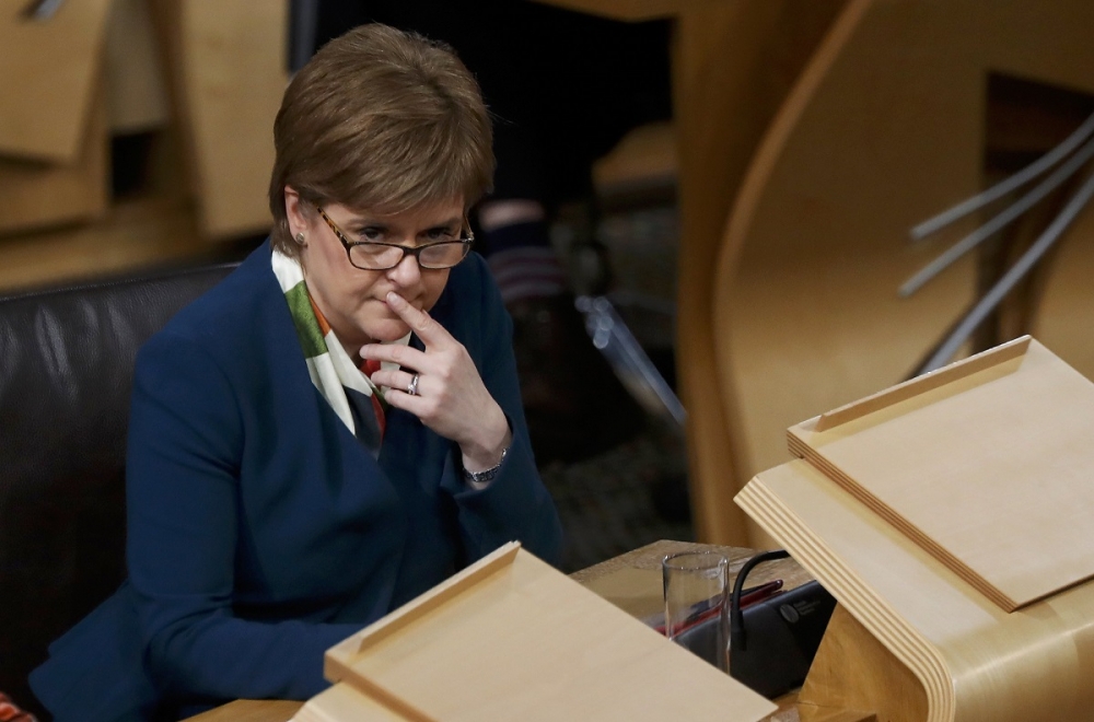 蘇格蘭首席部長史特金17日於議會脫歐辯論中。（湯森路透）