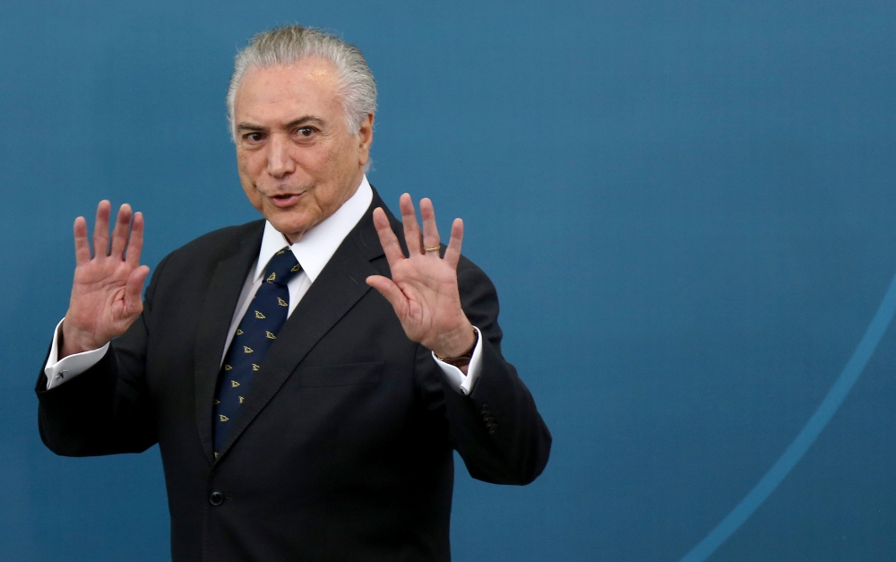 巴西總統泰梅爾（Michel Temer）。（湯森路透）