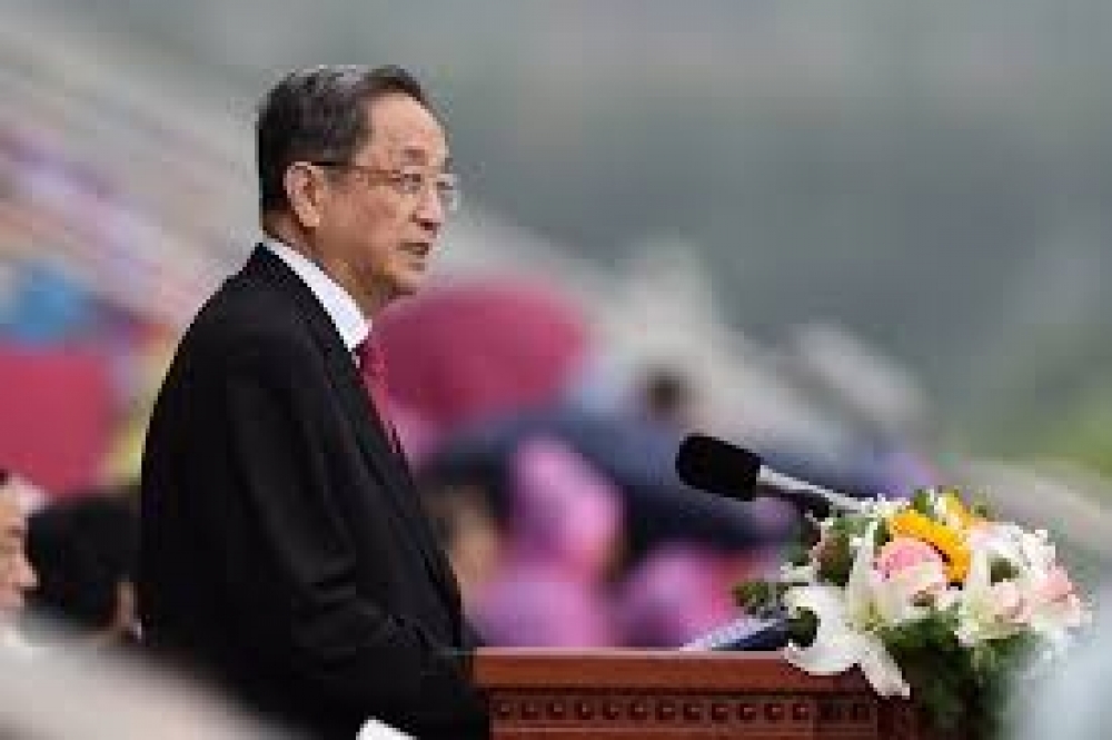 俞正聲出席2017兩岸企業家峰會，會中重述中國對台政策。（湯森路透）