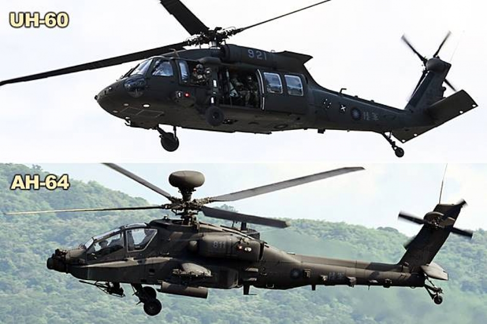 國軍現役的30架同型UH-60黑鷹直升機、29架AH-64阿帕契直升機，將全面停飛。（攝影：葉信菉）