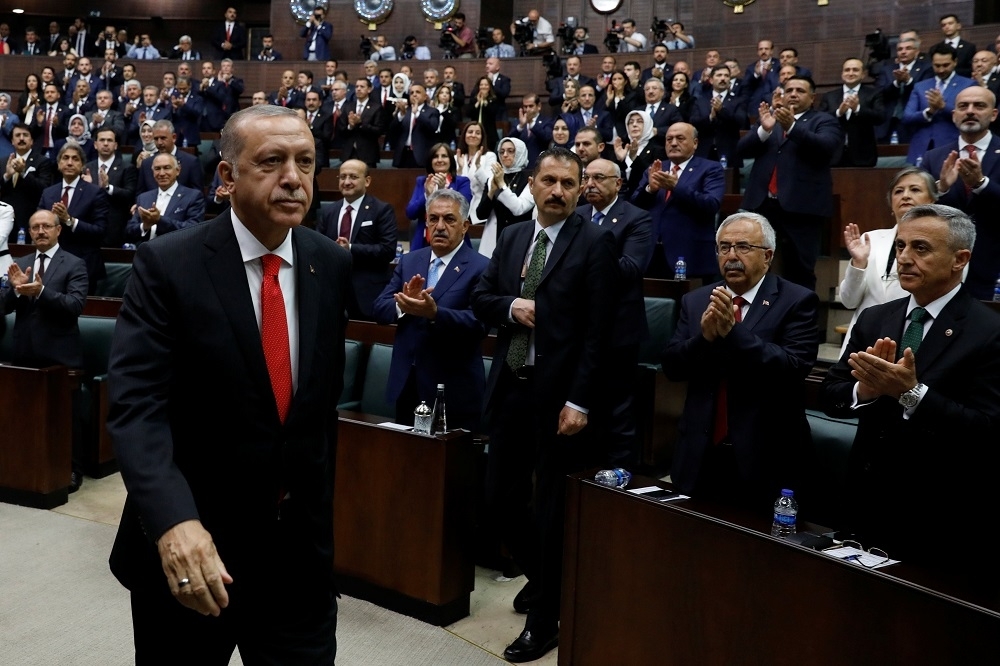 土耳其總統艾爾多安7日於國會。（湯森路透）