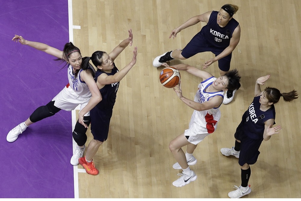 中華女籃17日對上南北韓聯隊，終場以87比85擊敗對手。（美聯社）