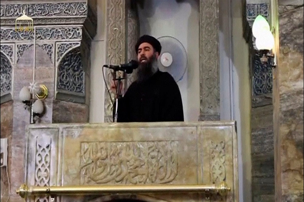 伊斯蘭國（Islamic State）公布首領巴格達迪最新錄音談話。（湯森路透）