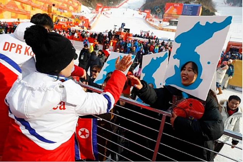 北韓最高領導人金正恩將兩韓關係破冰歸功於國際奧委會的支持。（湯森路透）