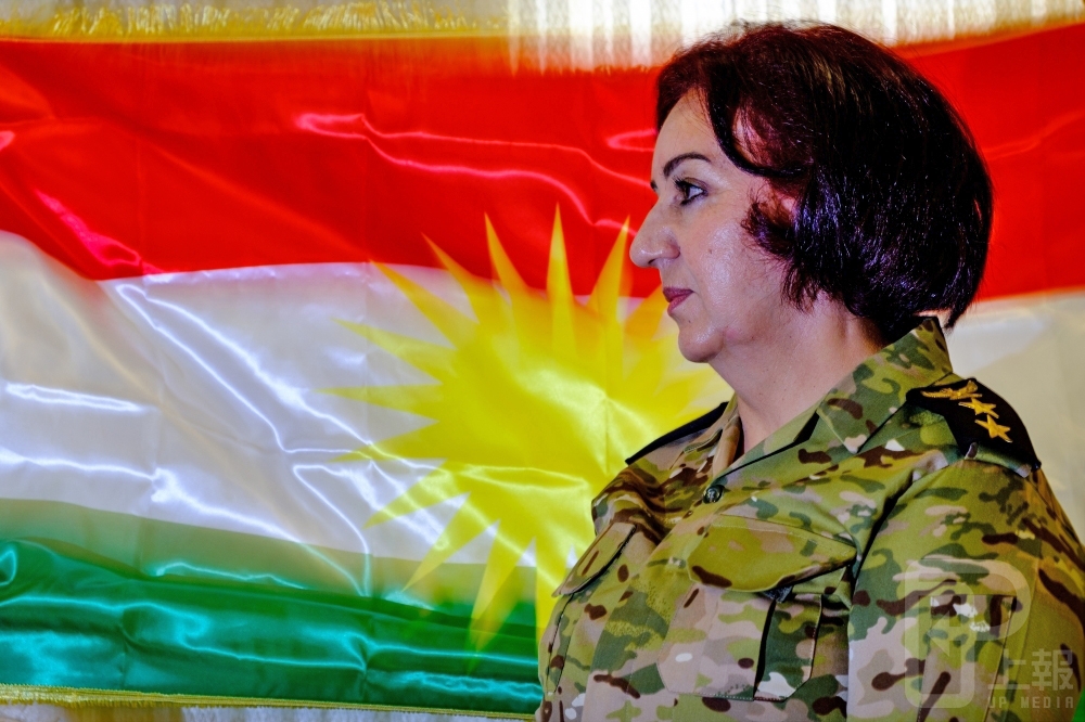 伊拉克庫德族PeshMerga中校指揮官娜希達。（攝影：曾原信）