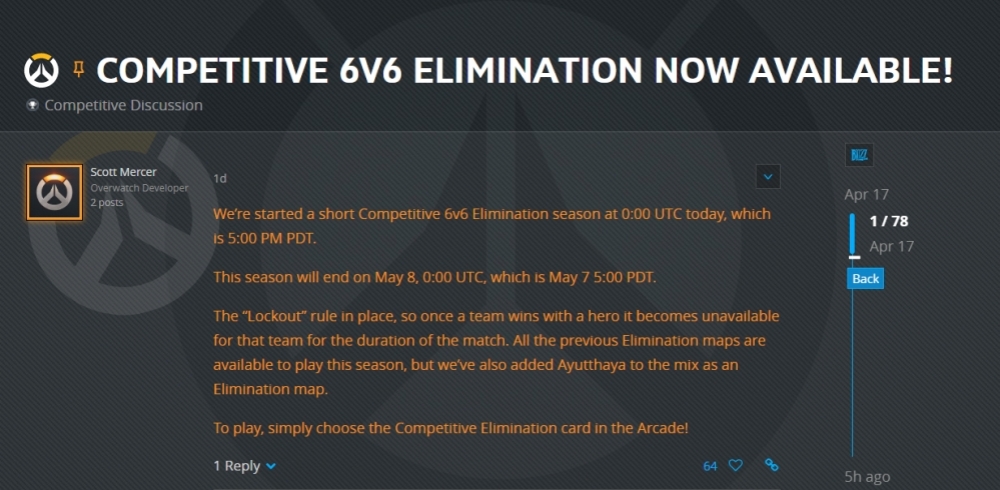 6v6鎖定對決競技模式已開放 （圖片來源：Blizzard官方網站）