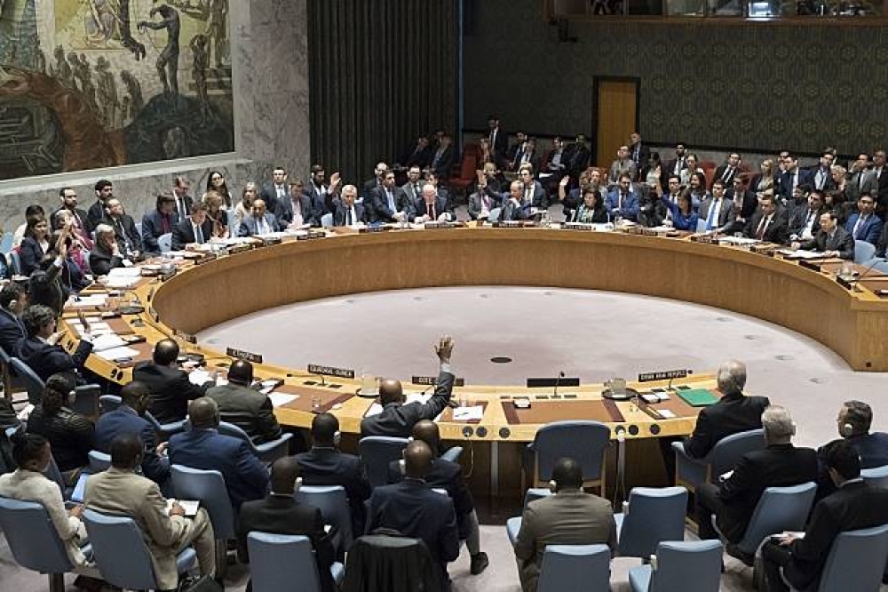 聯合國安理會會員國14就敘利亞問題投票表決。（美聯社）