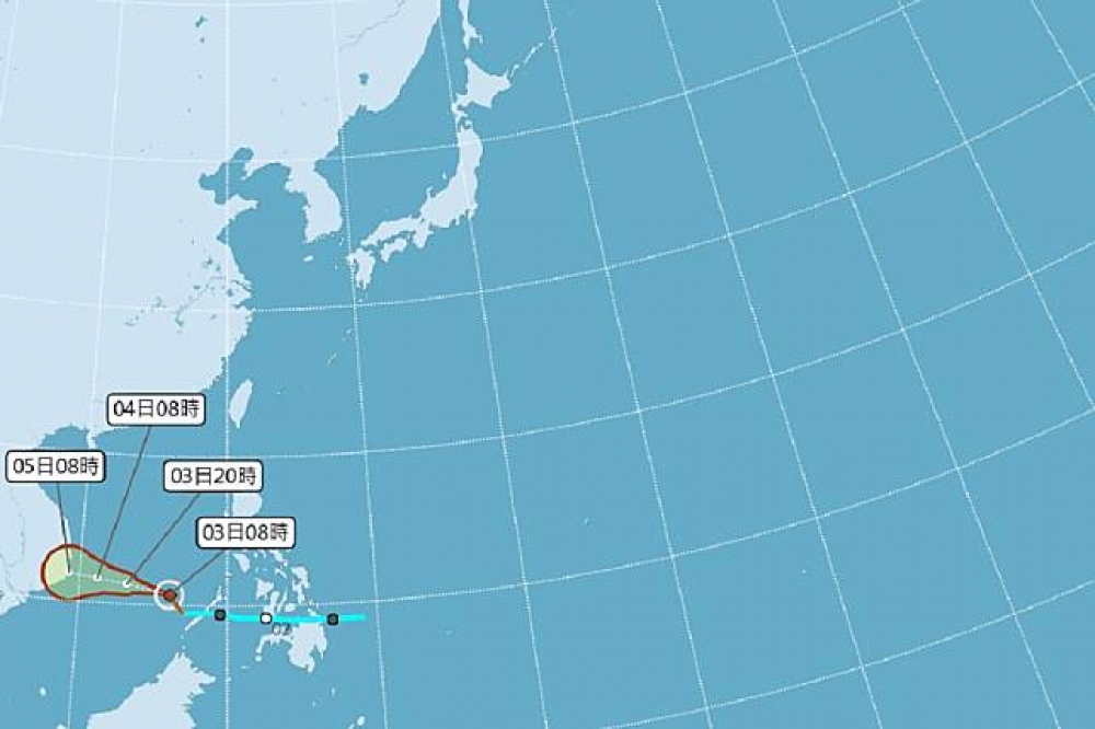 氣象局表示，2018年第一號颱風布拉萬已於3日生成，而依照布拉萬目前的路徑預測，並不會對台灣造成直接影響。（取自中央氣象局網站）