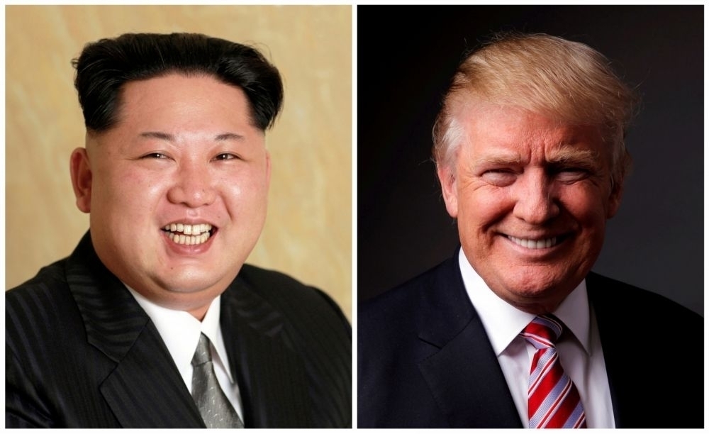 美國總統川普（右）同意會見北韓領導人金正恩（左）。（湯森路透）