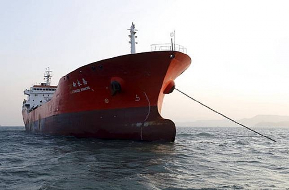 偷運實油給北韓的港籍油輪，曾在前去北韓前在台灣高雄港停泊5天。（美聯社）