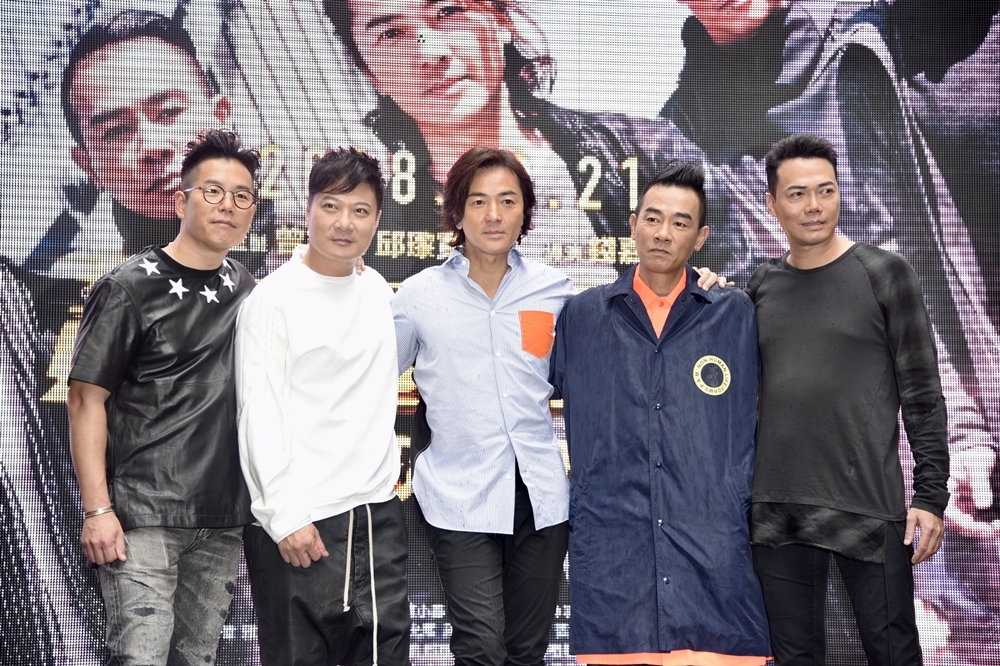 《黃金兄弟》主要演員：林曉峰（左至右）、錢嘉樂、鄭伊健、陳小春、謝天華（攝影：張文玠）
