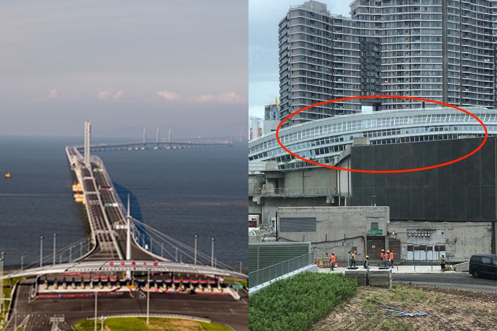 強颱山竹並未對港珠澳大橋、香港西九龍高鐵站造成重大損害。（翻攝港珠澳大橋管理局／鄭松泰臉書）