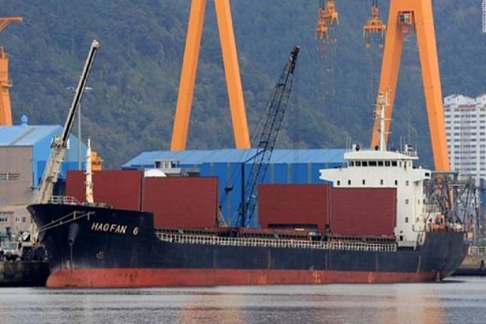 與北韓政權有不明關係的神秘貨輪「浩汎6號」。（取自《KCTV5》）