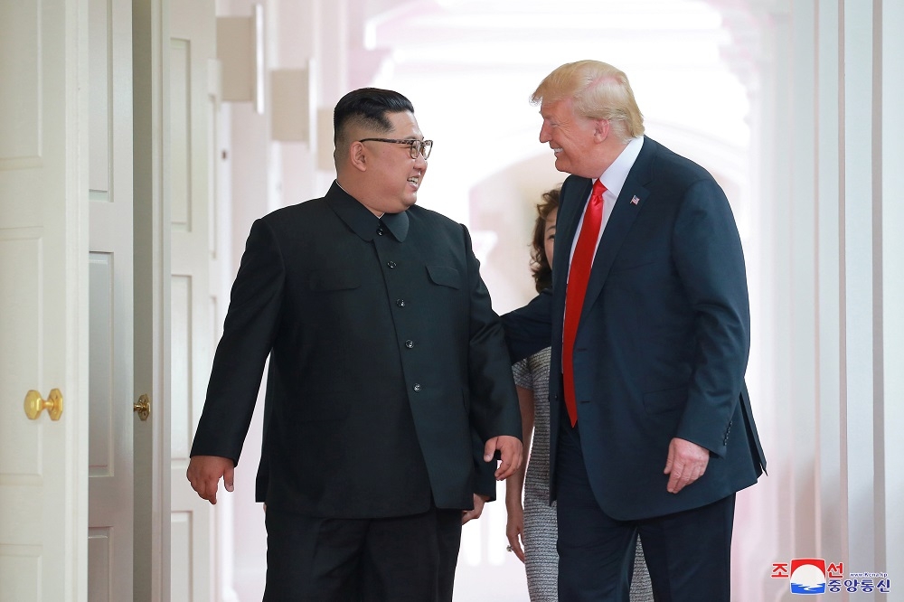 北韓領導人金正恩與美國總統川普6月於新加坡首度會面。（湯森路透）