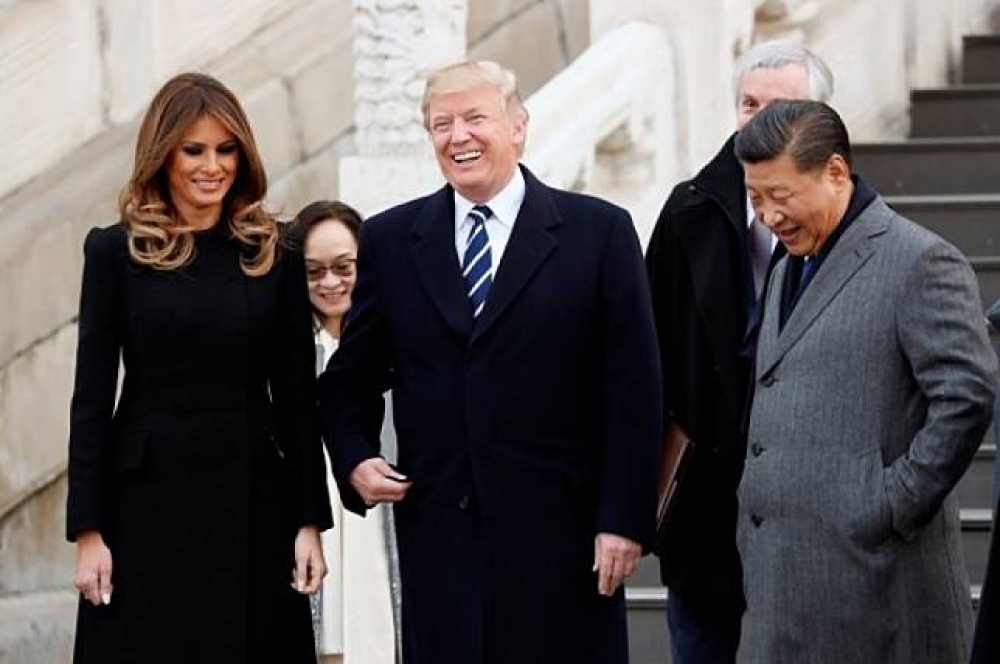 中國領導人習近平，以高規格款待美國總統川普夫婦來訪。（湯森路透）