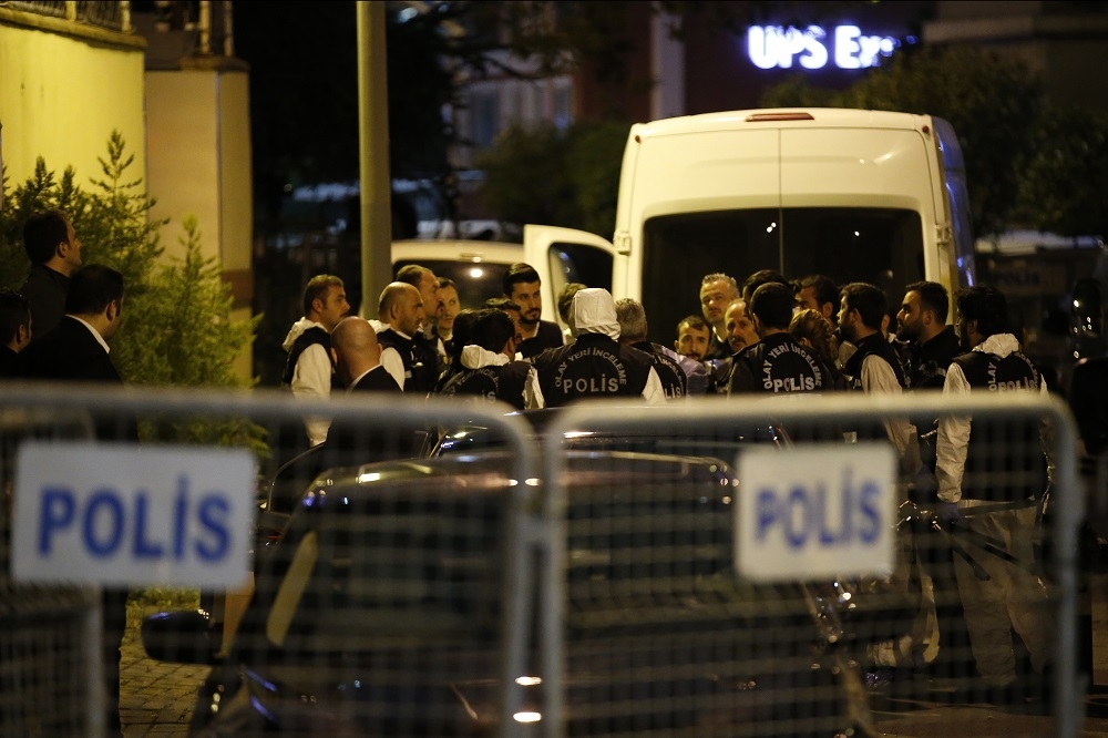 土耳其警方15日進入沙國駐伊斯坦堡領事館展開調查。（美聯社）