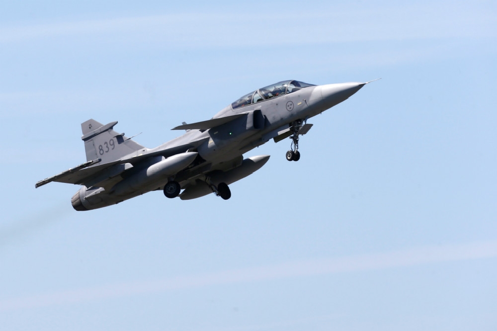 菲律賓空軍將向瑞典採購獅鷲戰機。圖為瑞典現役的獅鷲戰機。（湯森路透）