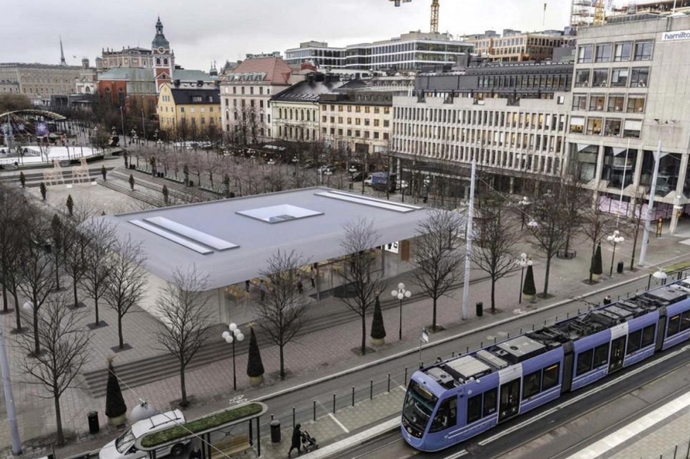 蘋果欲在瑞典的國王花園興建新零售店。（取自推特@feber）