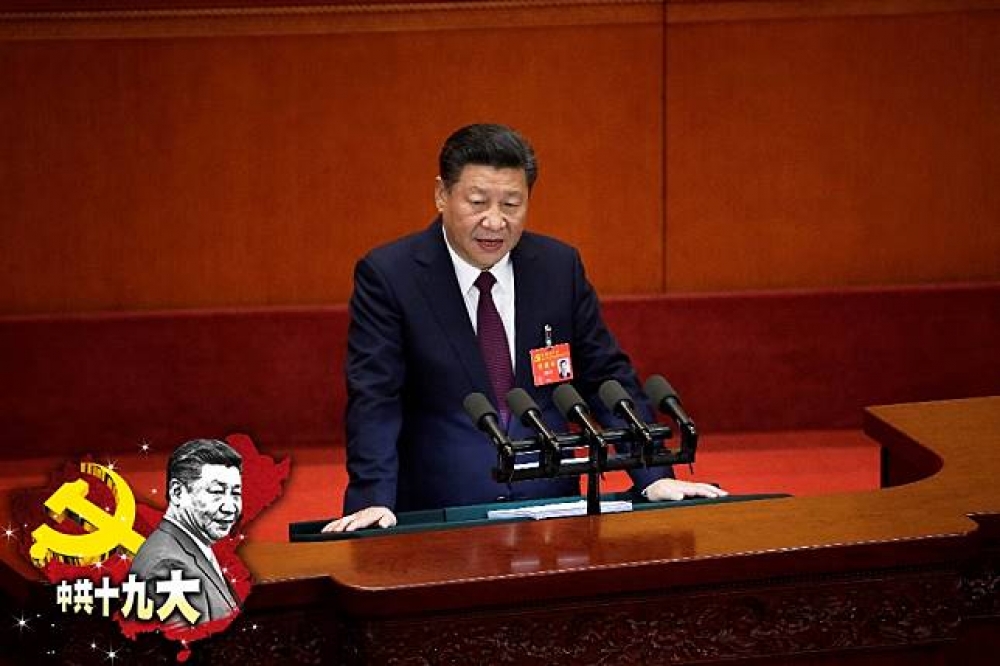 中國領導人習近平18日於十九大開幕式發表演說。（湯森路透）