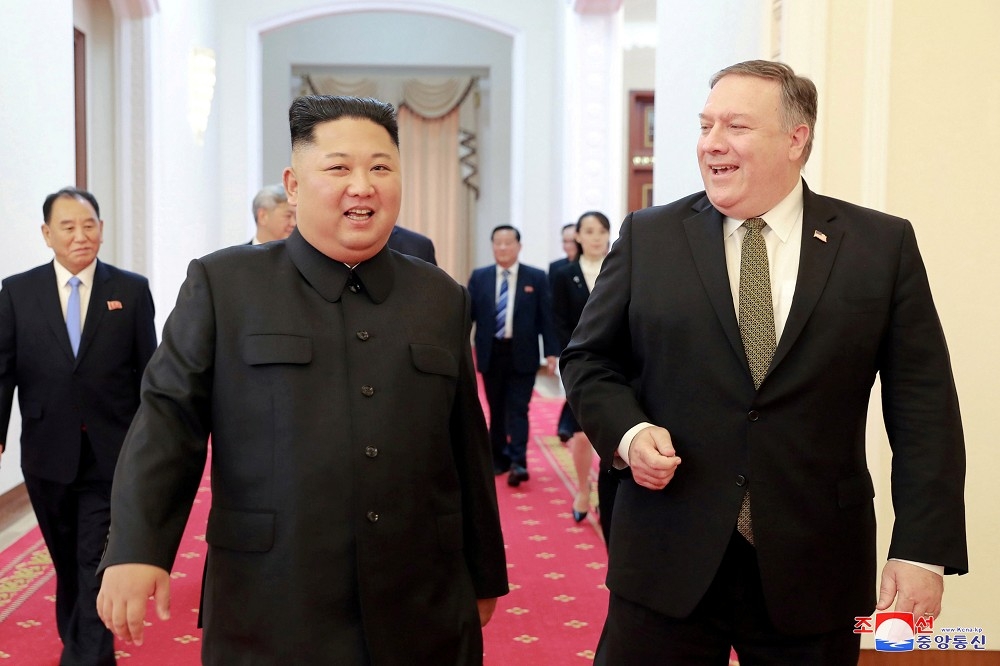 美國國務卿蓬佩奧在10月7日訪問北韓平壤，與北韓領導人金正恩會面。（湯森路透）