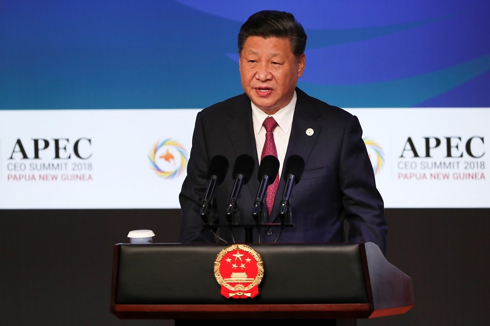 中國國家主席習近平17日參加亞太經合會（APEC）的企業領袖峰會。（湯森路透）