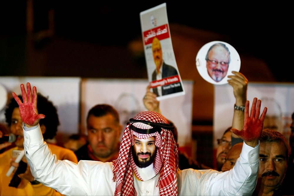 沙烏地阿拉伯異議記者卡舒吉（Jamal Khashoggi）之死，沙國王儲被指維殺人兇手，成為眾矢之的。（湯森路透）
