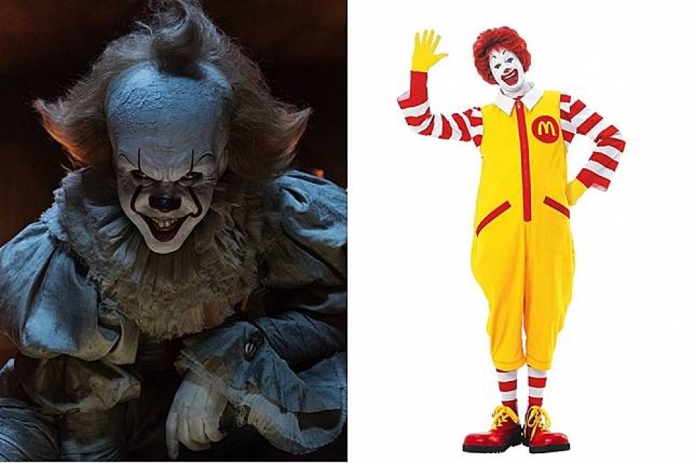 《牠》裡的小丑潘尼懷斯、麥當勞叔叔（圖片取自IMDb、McDonald's Wiki）