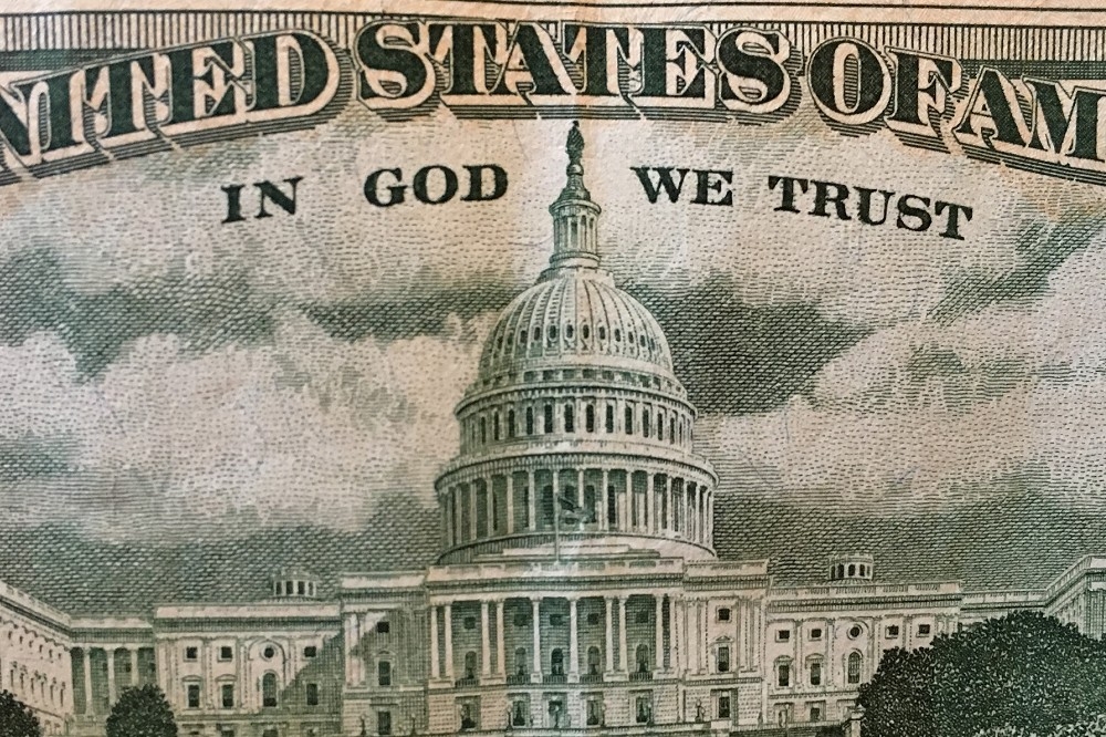 以美國一個如此深刻基督教化的國家來說，鈔票印有「In God we trust」，其實並不突兀。（攝影：李濠仲）