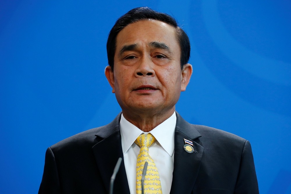 11月28日泰國總理帕拉育在德國總理府致詞。（湯森路透）