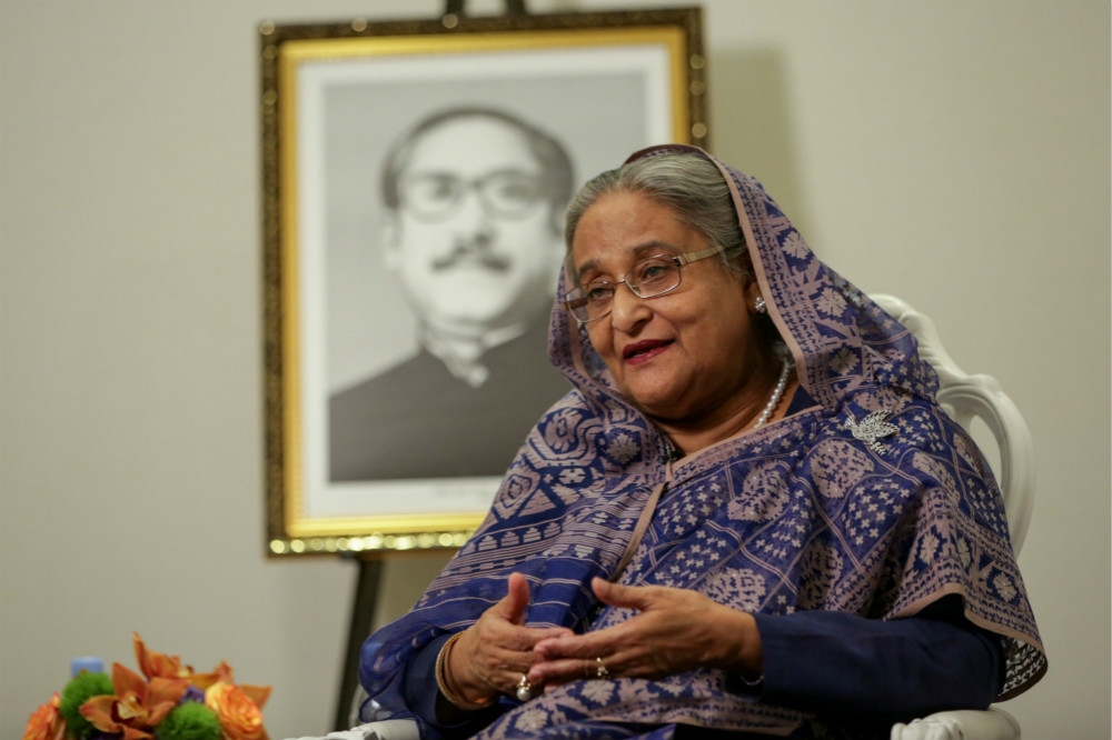 領導執政黨贏得96%國會席次、再次連任的孟加拉總理哈西娜。（湯森路透）