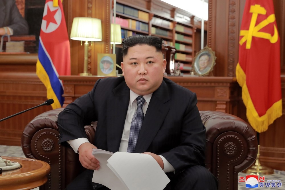 北韓領導人金正恩發表新年談話。（美聯社）