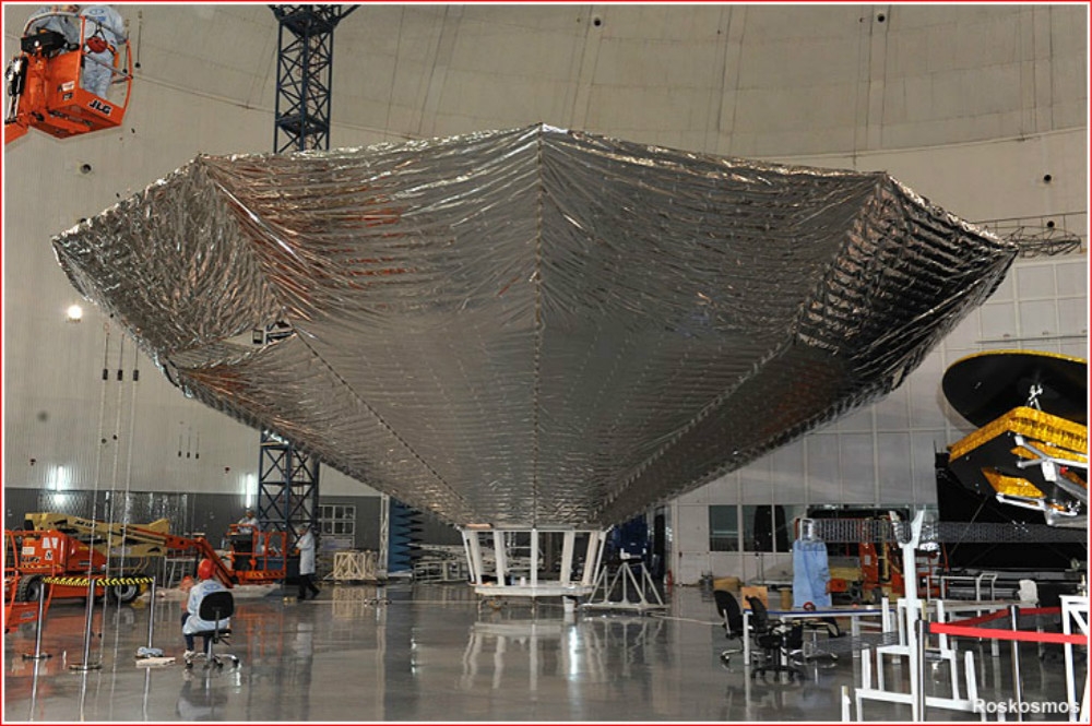 仍處於建造雛形的俄羅斯Spektr-M太空望遠鏡。（圖片取自俄羅斯航太）