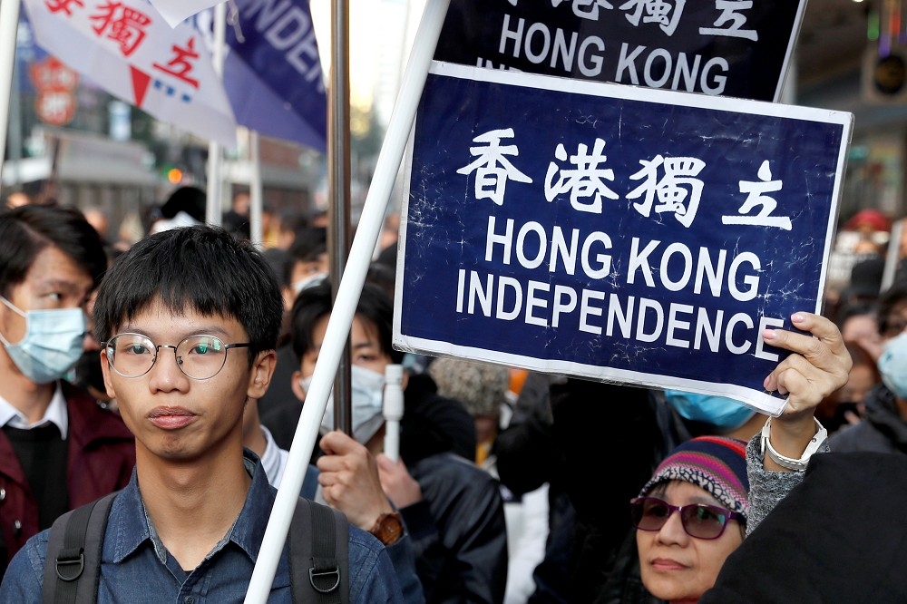 2019年元旦香港獨立遊行。（湯森路透）