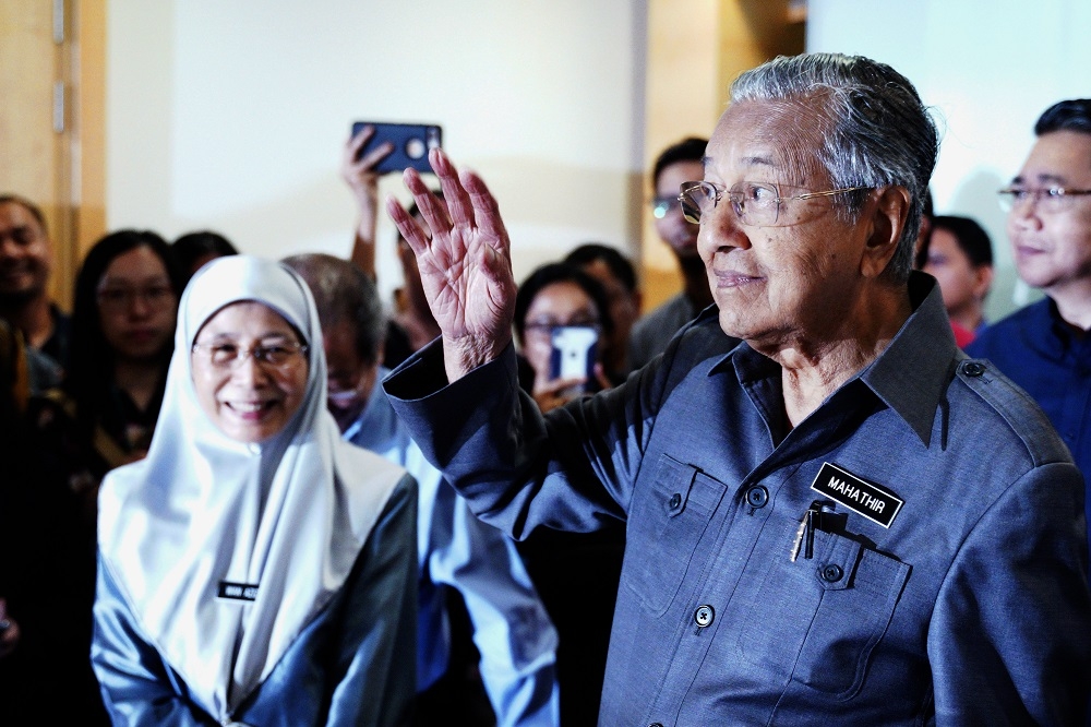 馬哈迪2018年5月回鍋擔任馬來西亞總理，已93歲。（美聯社）