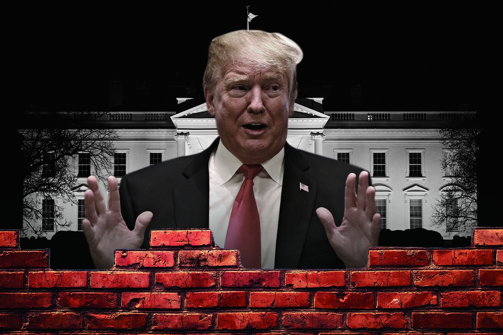 美國總統川普不在乎政府停擺，只要美墨邊界圍牆。（照片：湯森路透，後製：潘世惟）