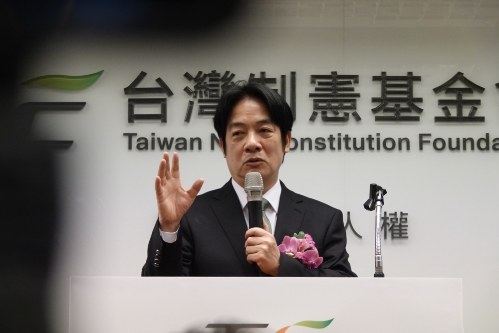 賴清德認為，現行憲法是為中國制定，而非為台灣量身訂做，影響台灣進步發展，越來越多台灣人支持台灣應該有一部新憲法。（攝影：羅佳蓉）