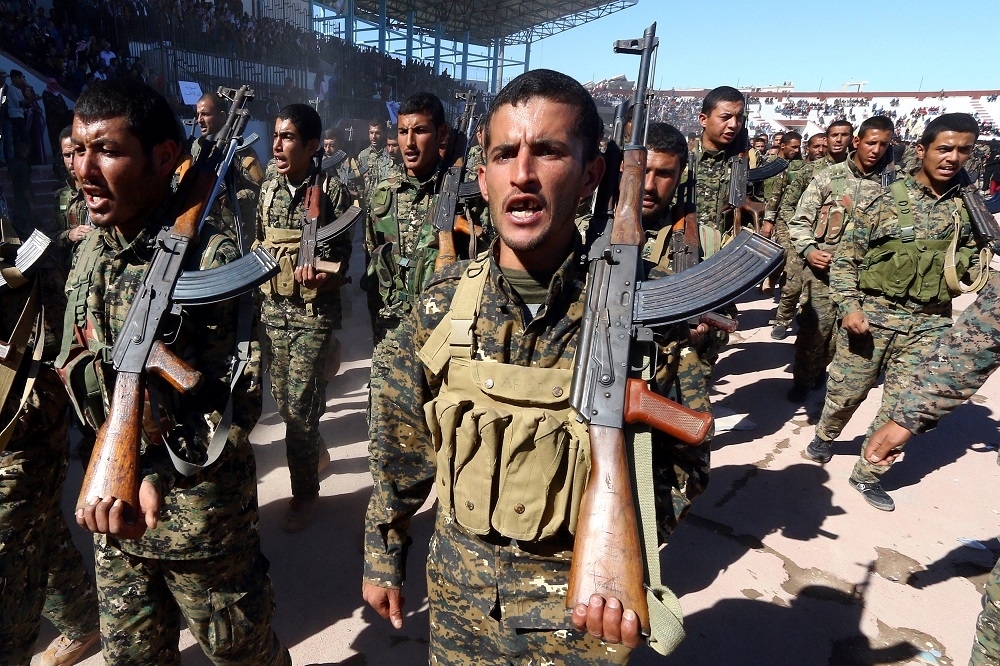 庫德族武裝勢力「敘利亞民主力量」（SDF）。（湯森路透）