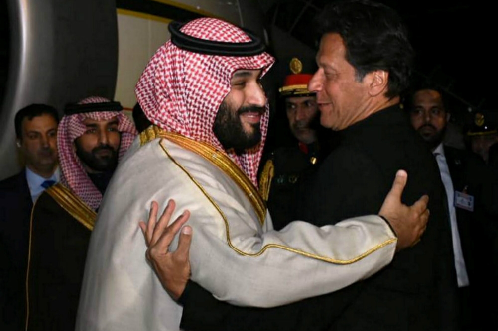 出訪巴基斯坦的沙國王儲薩勒曼（圖左）與總理伊姆蘭（圖右）。（湯森路透）
