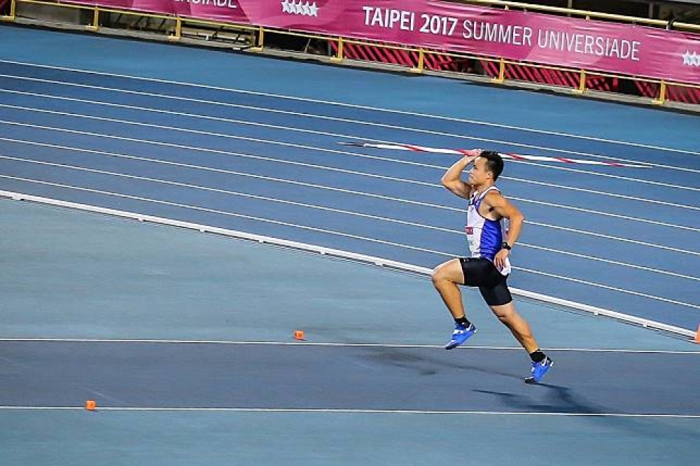台灣好手鄭兆村，以91公尺36的成績，不但打破國全紀錄，也順利拿下台灣在本屆世大運的第2面金牌。（攝影：陳品佑）