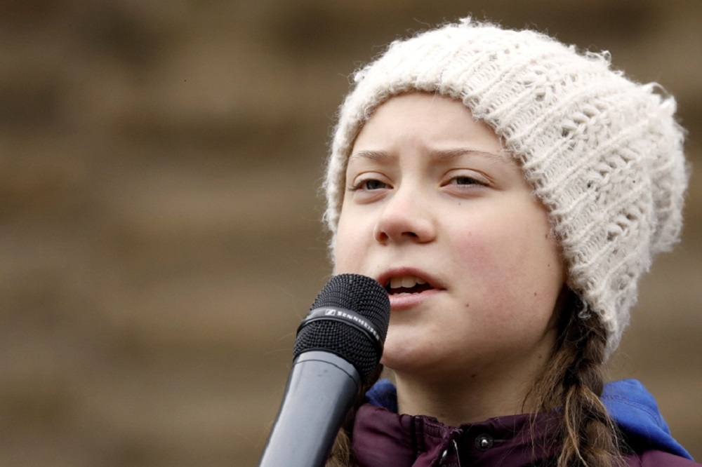  致力於氣候變遷及環境議題的16歲瑞典女孩童貝芮（Greta Thunberg）。（湯森路透）